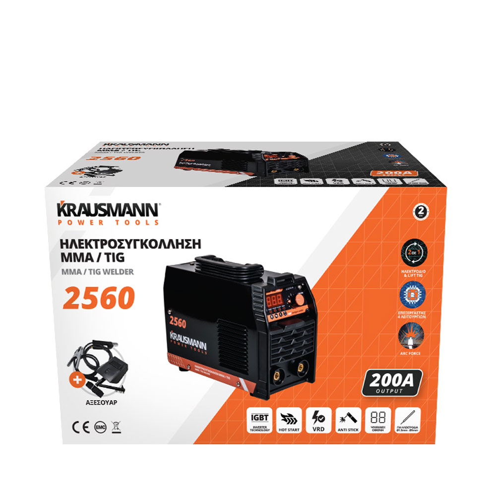 Krausmann Ηλεκτροσυγκόλληση 200A Inverter Tig Ηλεκτροδίου MMA (2560) - 60816