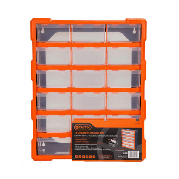Tactix Κουτιά Αποθήκευσης Πλαστικά Με 18 Μεγάλα Πλαστικά Συρτάρια (38.5x16x48.5cm) - 320634