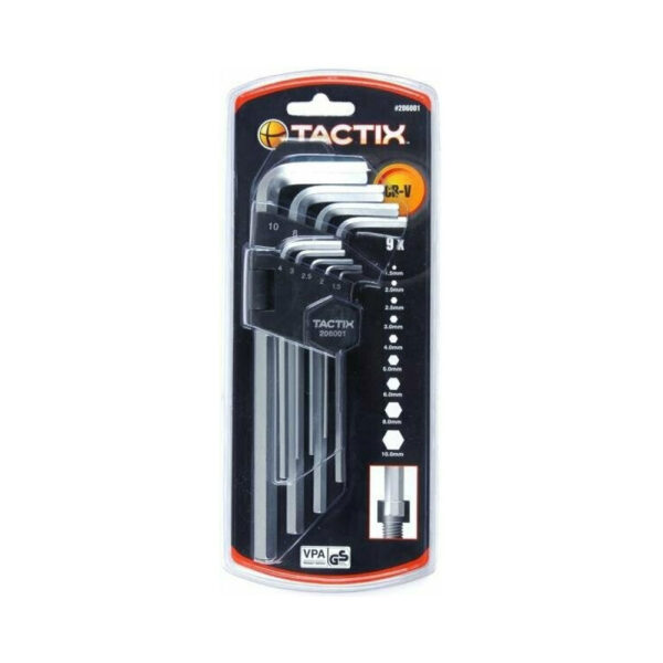 Tactix Σετ Άλλεν Κλειδιά Μακρυά Με Θήκη Cr-V (1.5-10mm) 9τμχ - 206001